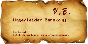 Ungerleider Barakony névjegykártya